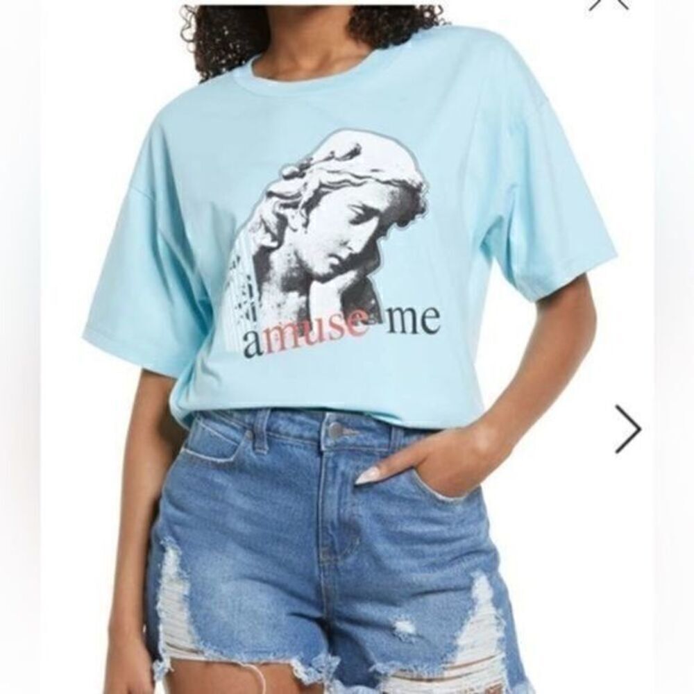 Nordstrom Bp Knit Oversize Tee Shirt Blue Amuse Me Small NWT